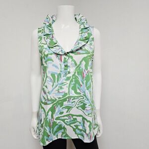 Southern Frock Top Blouse Size L Womens Ruffle Sleeveless Preppy Floral NWT